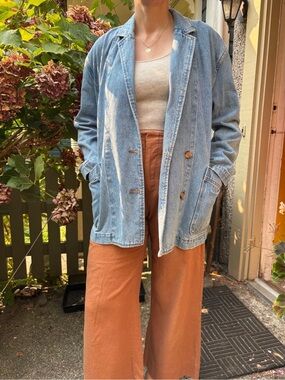 Women’s Double Breasted Blazer Style Jean Jacket